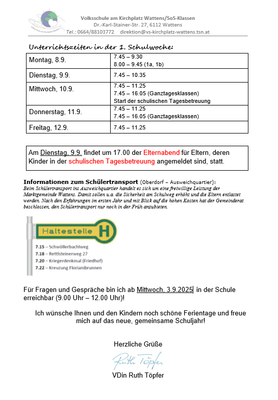 Schulbeginn 2025/26